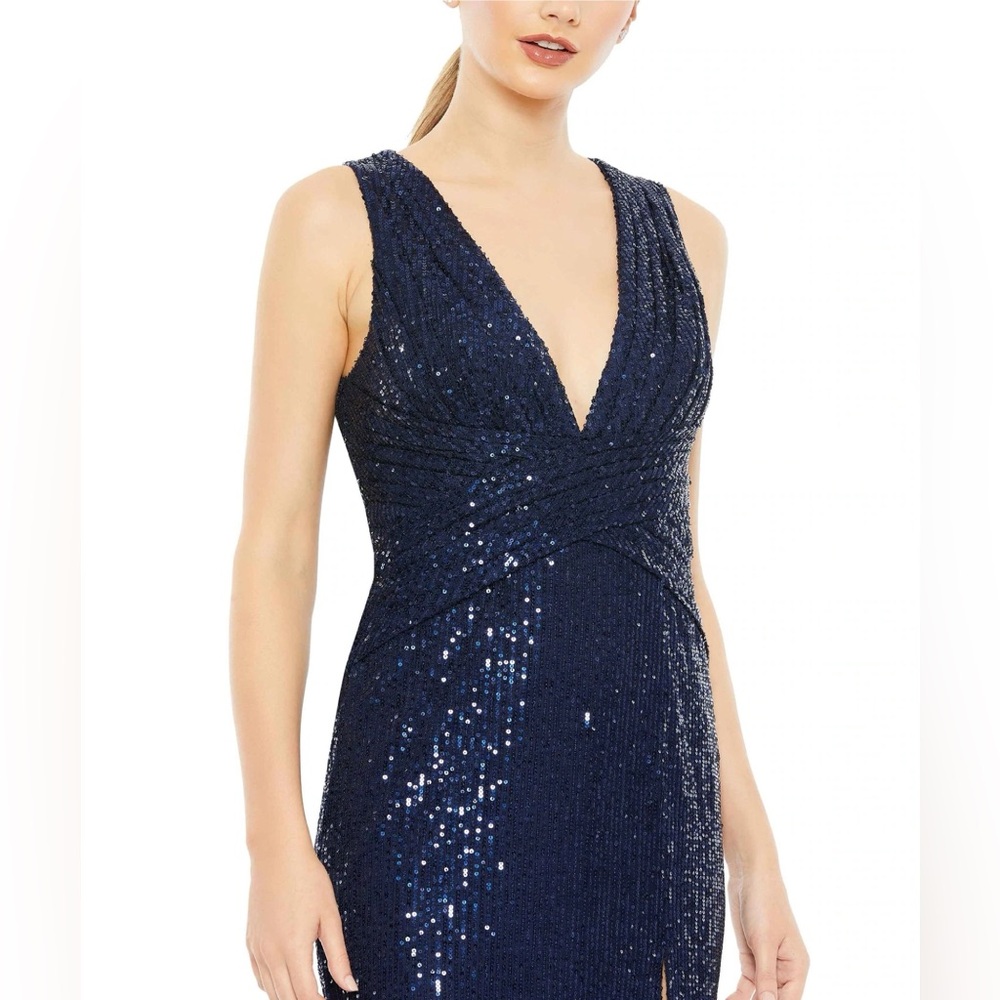 Mac Duggal 26598 Wrap Waist Sequin Dress - Picture 4 of 6